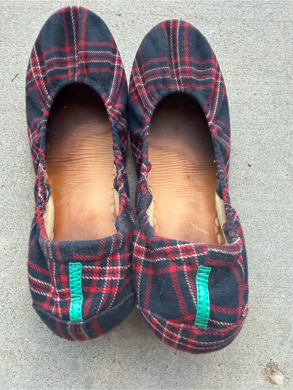 Tieks Heritage Plaid Ballet Flats Fold Up Shoes Travel Red Blue Sz 9 - Picture 1 of 9